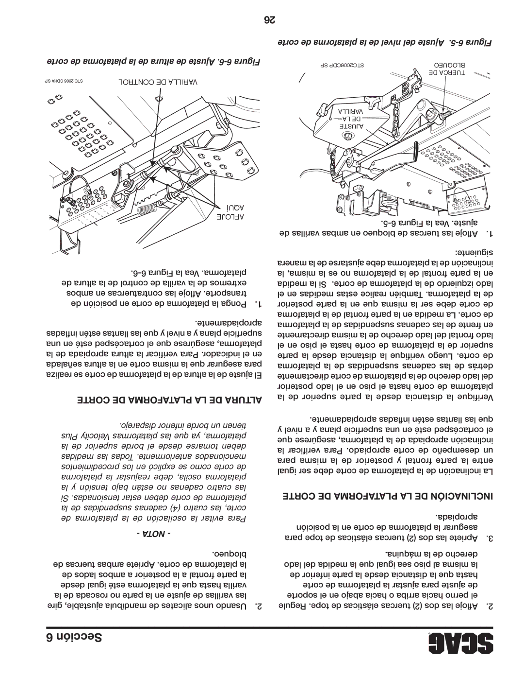 Scag Power Equipment STC52V-27CV-SS manual Corte de plataforma la de nivel del Ajuste .5-6 Figura 