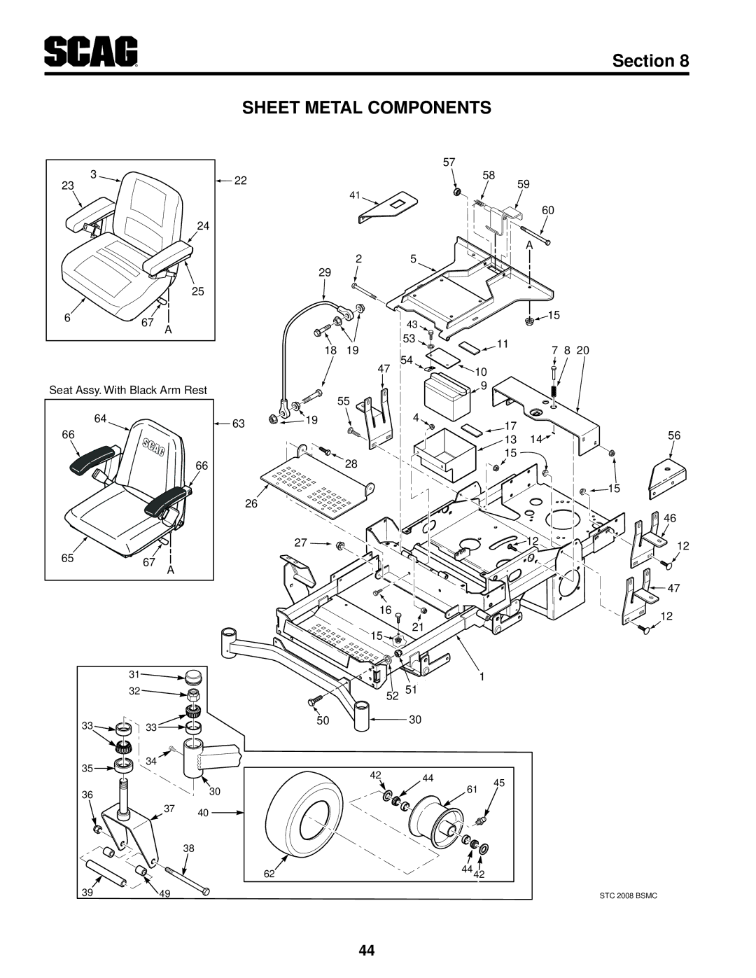 Scag Power Equipment STC61V-23BV, STC52V-23BV, STC61V-25CV-FR, STC48V26BS, STC52V-25CV, STC48V-26BS Sheet Metal Components 