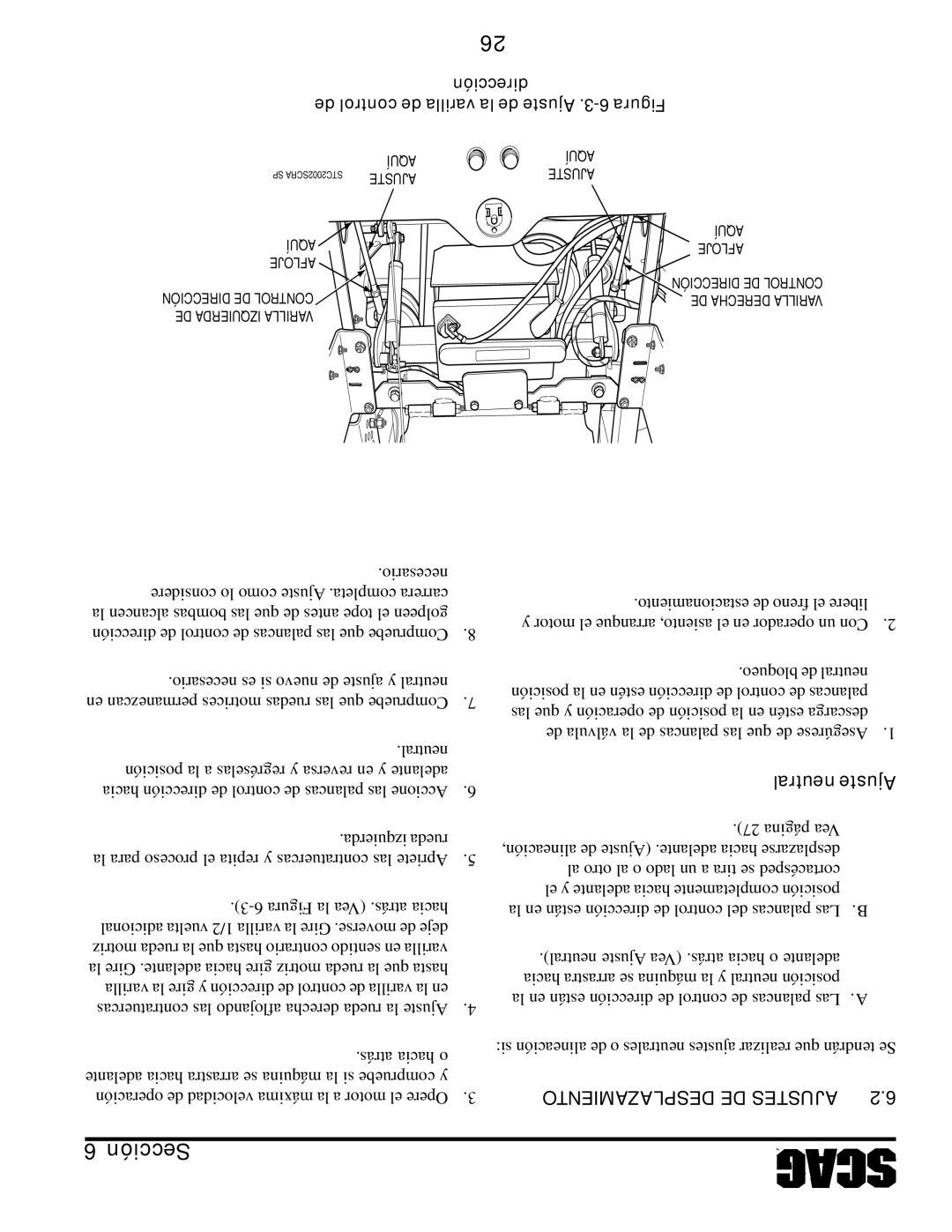 Scag Power Equipment STC61V-23BV, STC52V-23BV, STC61V-25CV-FR, STC48V26BS manual Neutral Ajuste, Desplazamiento DE Ajustes 