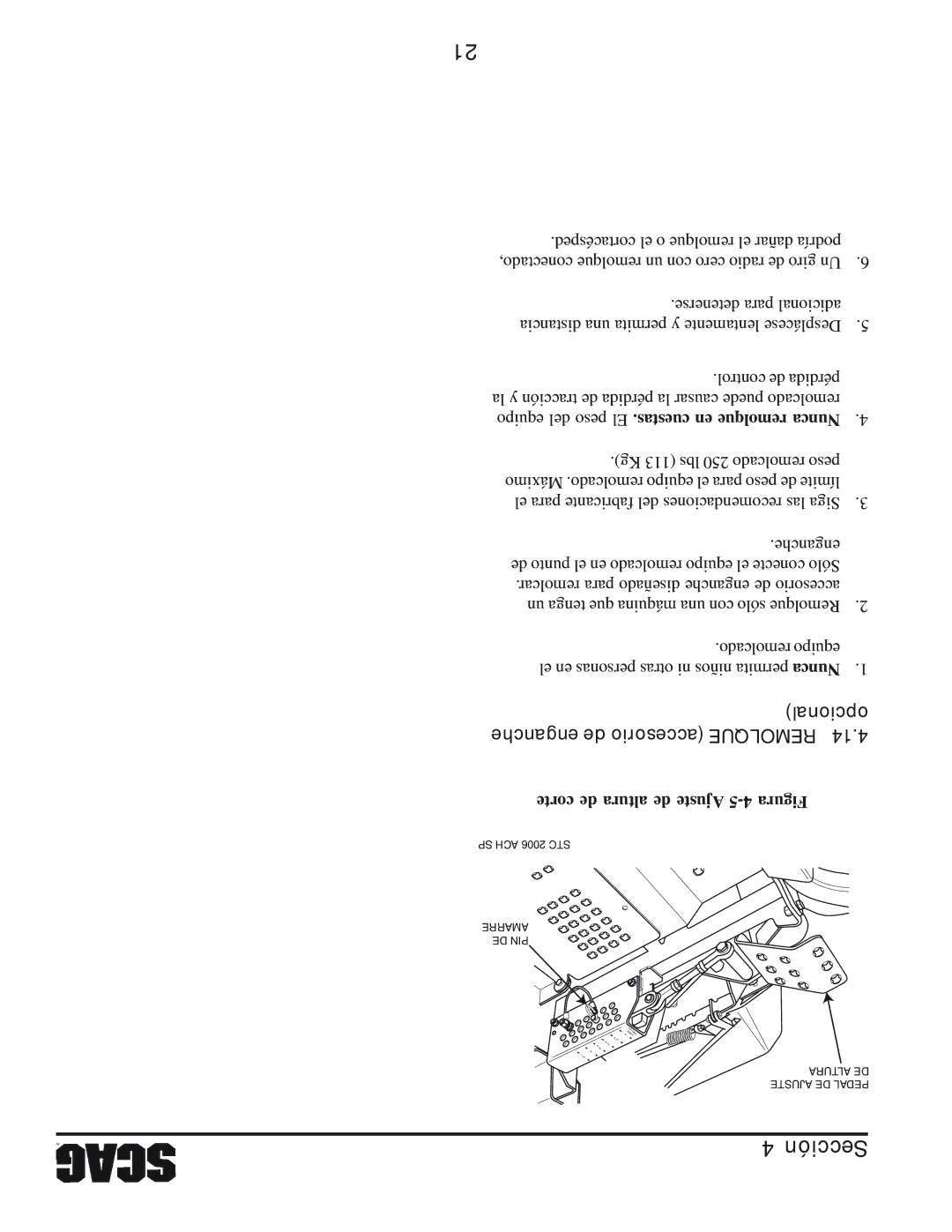 Scag Power Equipment STC52V-25CV, STC61V-23BV, STC52V-23BV, STC61V-25CV-FR manual Opcional Enganche de accesorio Remolque 