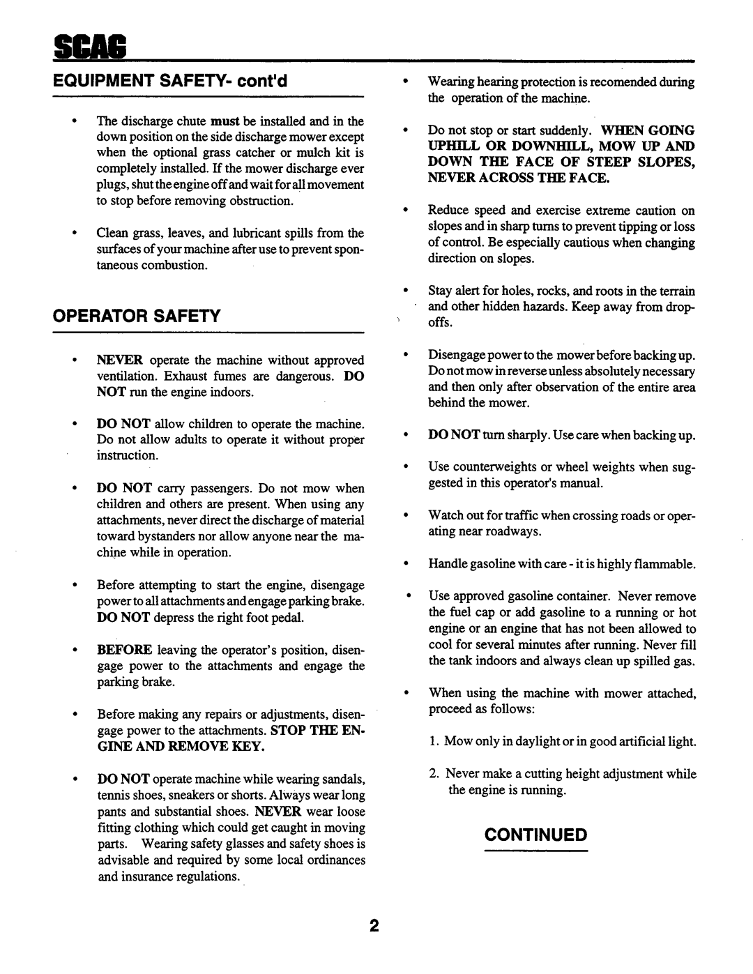 Scag Power Equipment STHM 59999 manual 