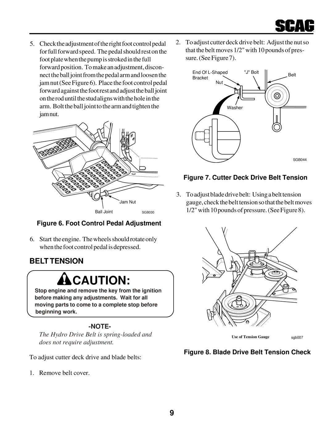 Scag Power Equipment STHM manual Belt Tension 