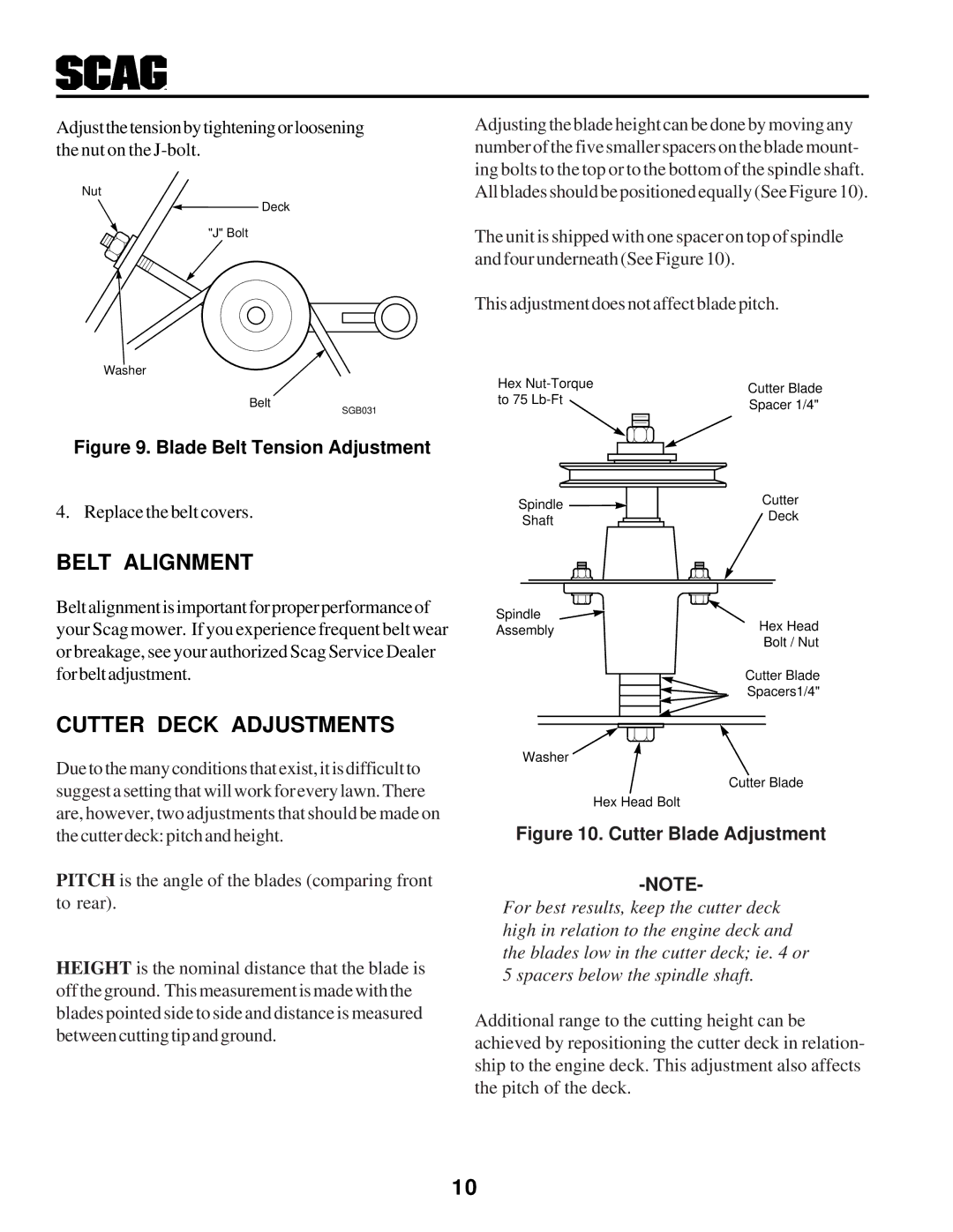 Scag Power Equipment STHM manual Belt Alignment 