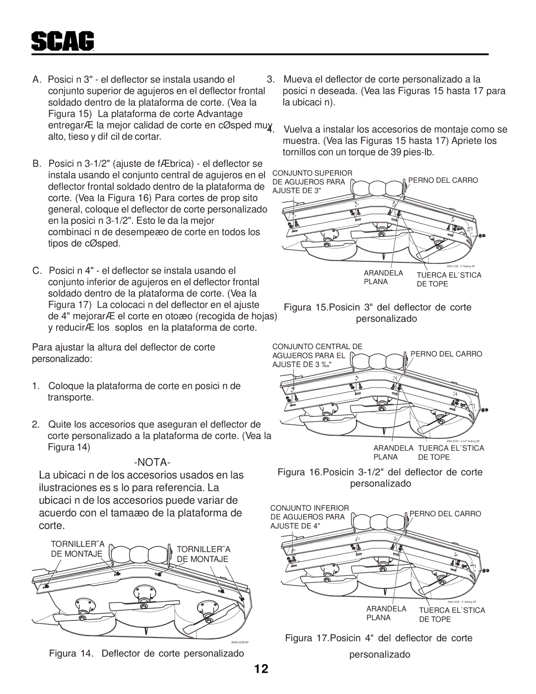 Scag Power Equipment STHM manual Nota 