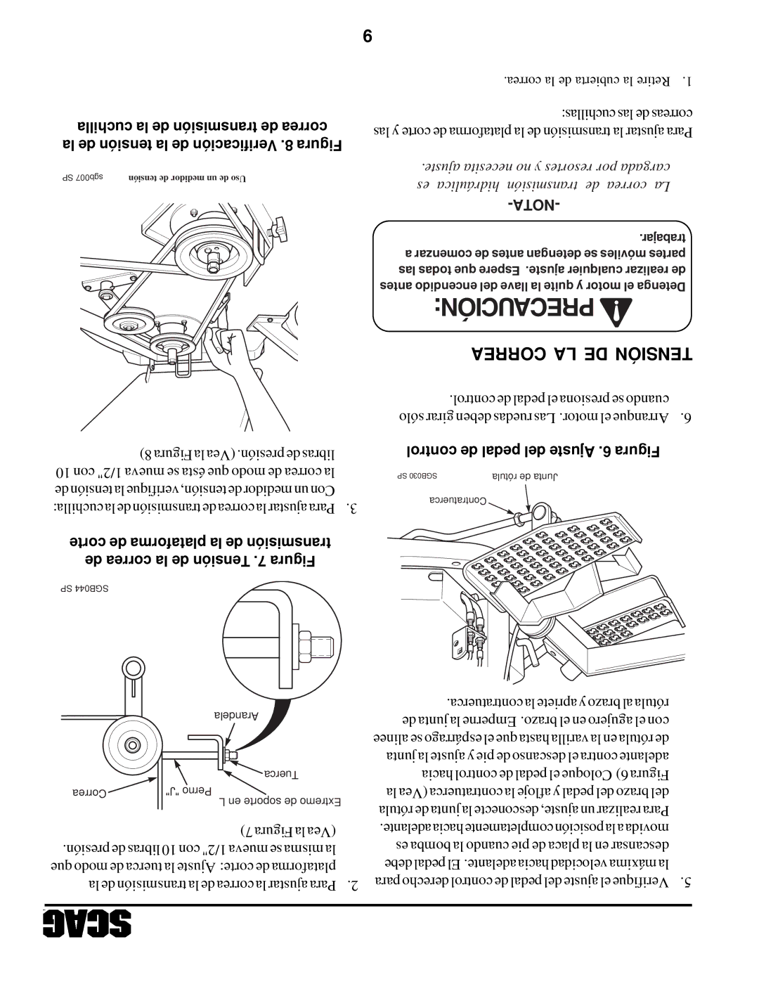 Scag Power Equipment STHM manual Precaución 