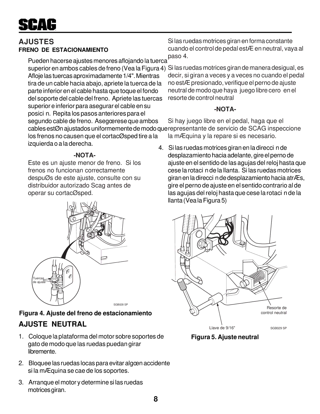 Scag Power Equipment STHM manual Ajustes, De antes Scag autorizado distribuidor 