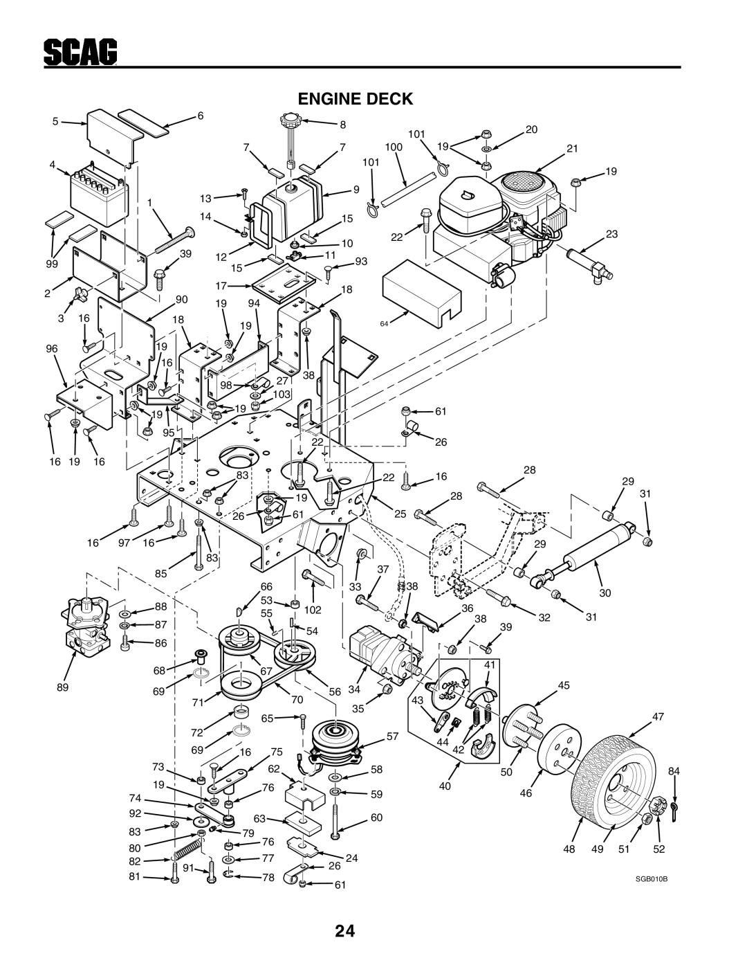 Scag Power Equipment STHM manual Engine Deck, 3832, SGB010B 