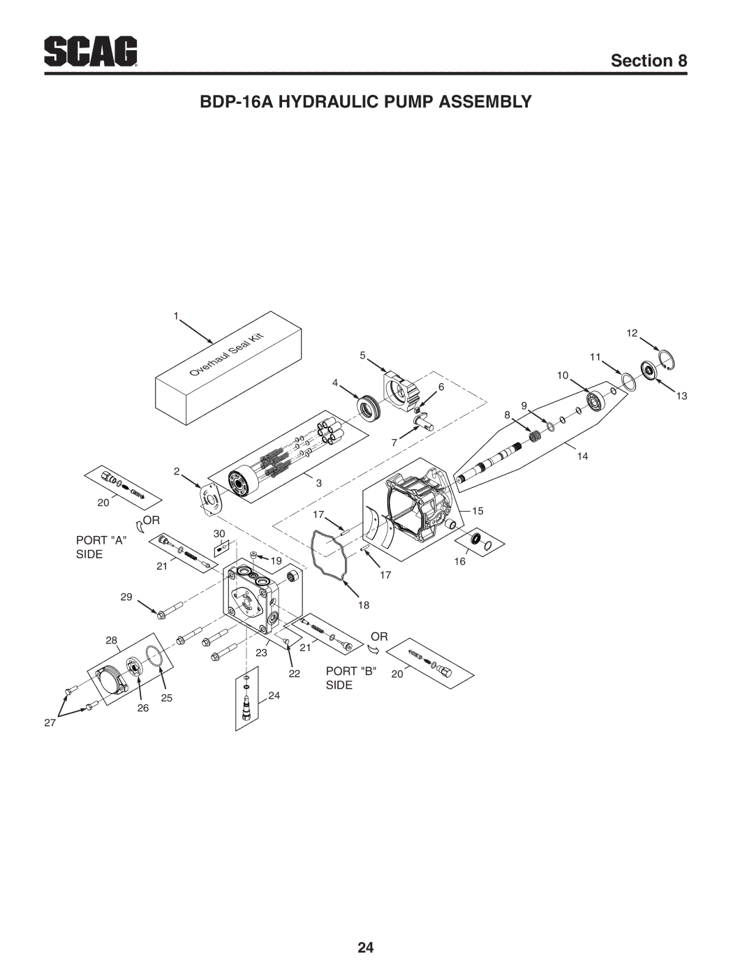 Scag Power Equipment STT-25CH-LP manual BDP-16A Hydraulic Pump Assembly 