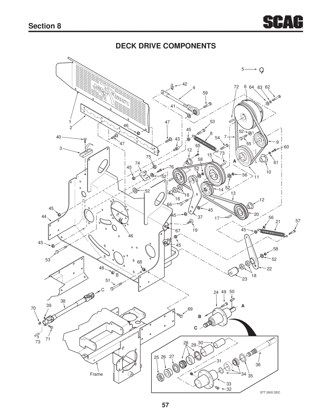 Scag Power Equipment STT61V-35BV-SS, STT-29DFI-SS, STT-29DF-SS, STT61V-27CH, STT61V-29DFI-SS Deck Drive Components 