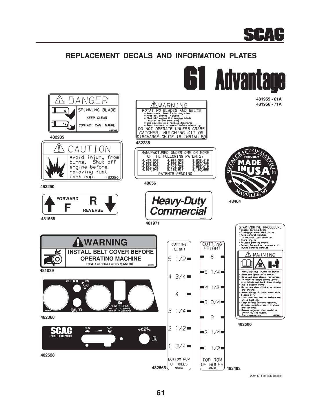 Scag Power Equipment STT-31BSD manual Heavy-Duty 