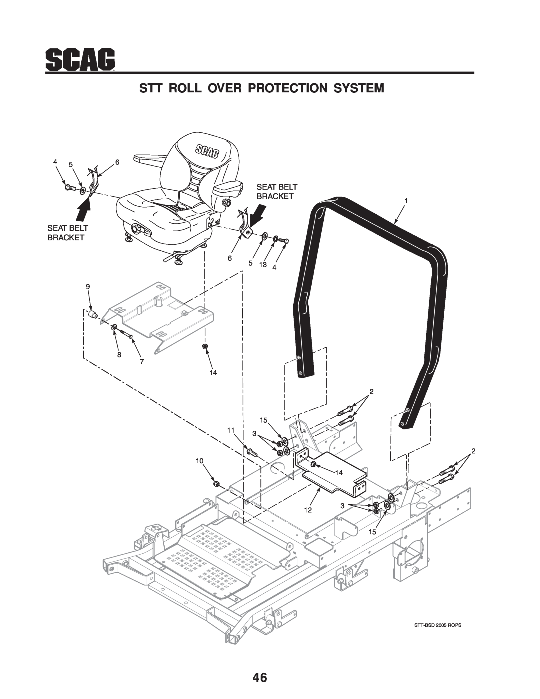 Scag Power Equipment STT-31BSD Stt Roll Over Protection System, Seat Belt Bracket Seat Belt Bracket, STT-BSD 2005 ROPS 