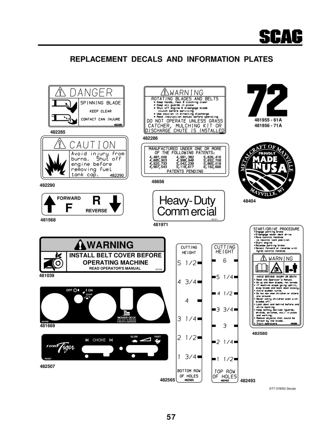 Scag Power Equipment STT-31BSG manual Heavy-Duty 