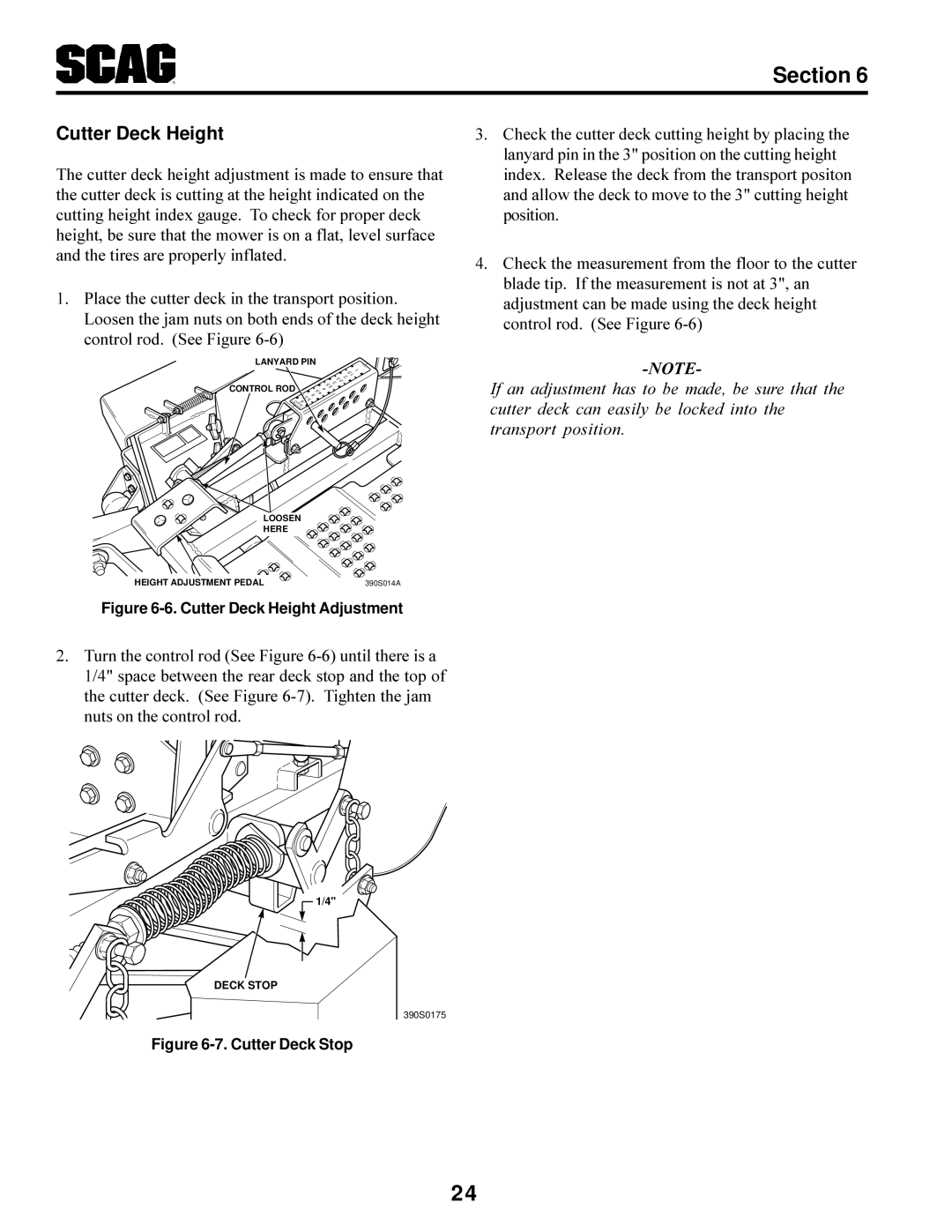 Scag Power Equipment STT-31BSG manual Cutter Deck Height Adjustment 