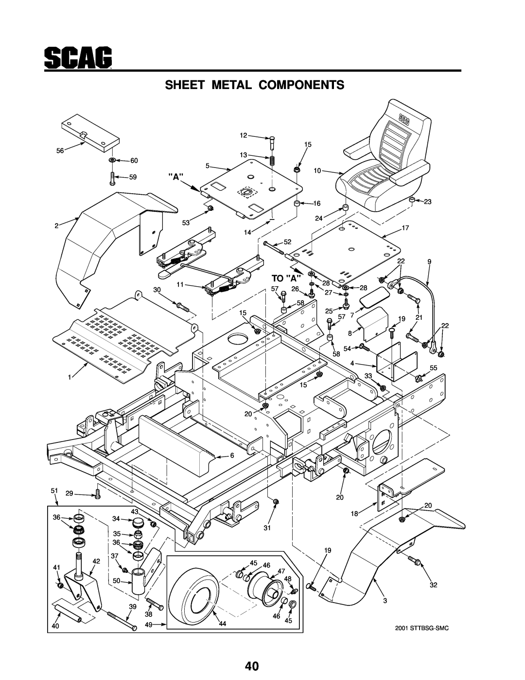 Scag Power Equipment STT-31BSG manual Sheet Metal Components, To A, Sttbsg-Smc 