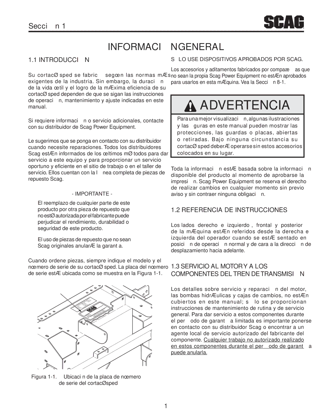 Scag Power Equipment STT-31EFI-SS operating instructions General Información, Instrucciones de Referencia 