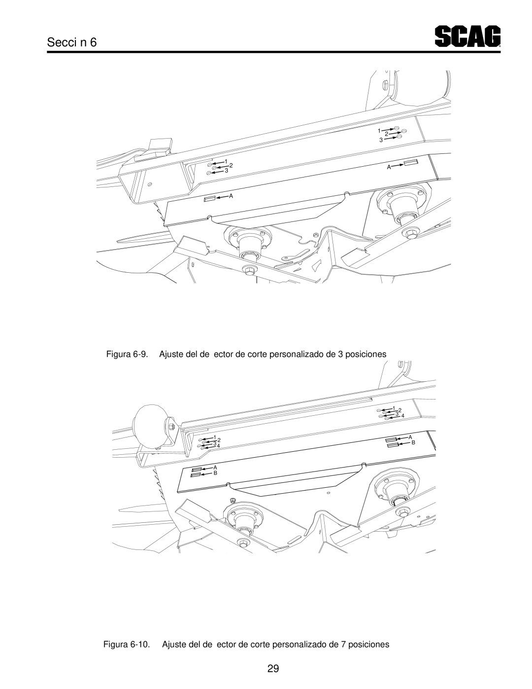 Scag Power Equipment STT-31EFI-SS operating instructions Montaje de accesorios de Ubicación Montaje de Ranura 