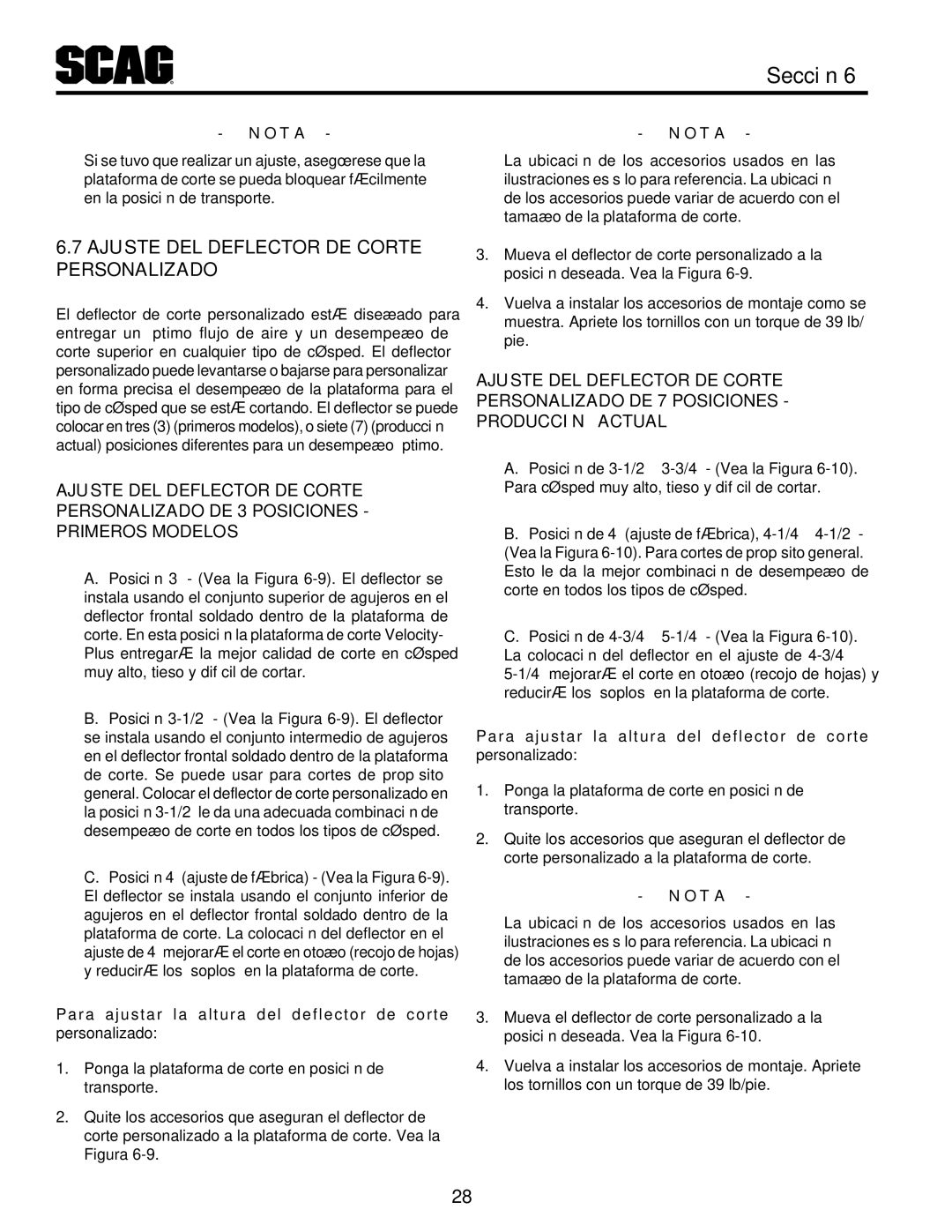 Scag Power Equipment STT-31EFI-SS operating instructions Personalizado corte de deflector del Ajuste 