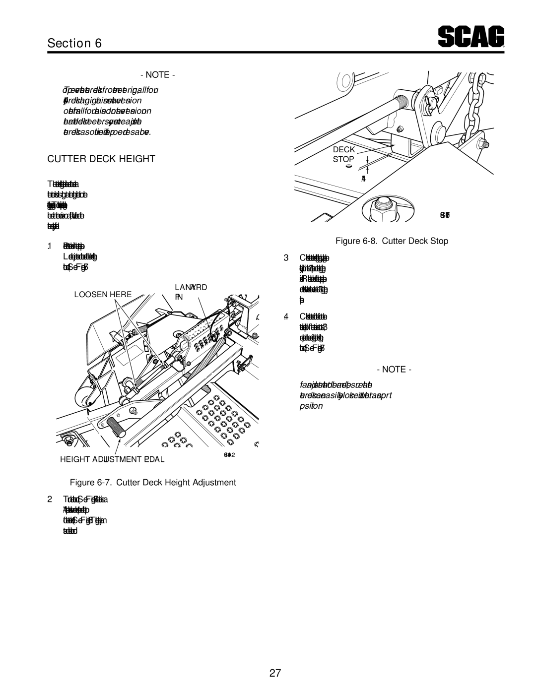 Scag Power Equipment STT61V-25CH-LP, STT52V-25CH-LP operating instructions Cutter Deck Height Adjustment 