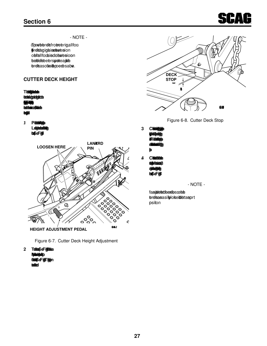 Scag Power Equipment STT61V-29KB-DF manual Cutter Deck Height Adjustment 