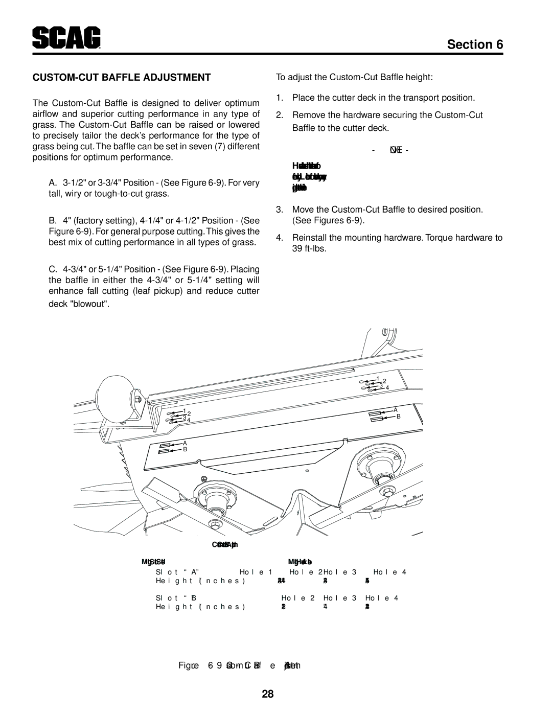 Scag Power Equipment STT61V-29KB-DF manual Custom-Cut Baffle Adjustment 