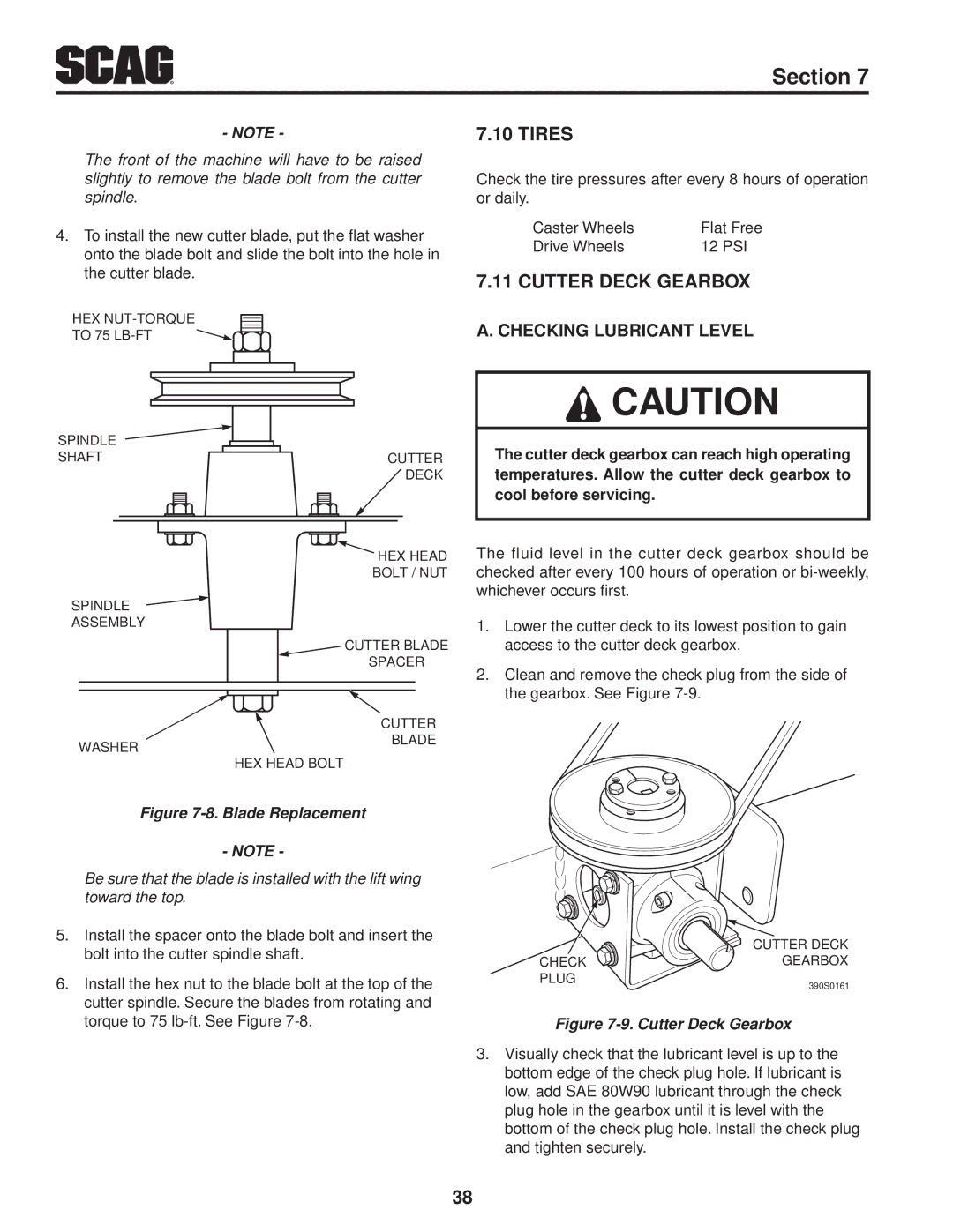 Scag Power Equipment STT61V-31EFI-SS manual Cutter Deck Gearbox, Checking Lubricant Level 