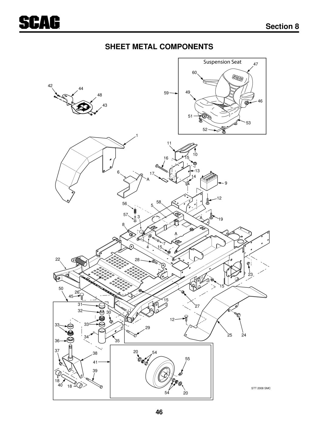 Scag Power Equipment STT61V-31EFI-SS manual Suspension Seat 