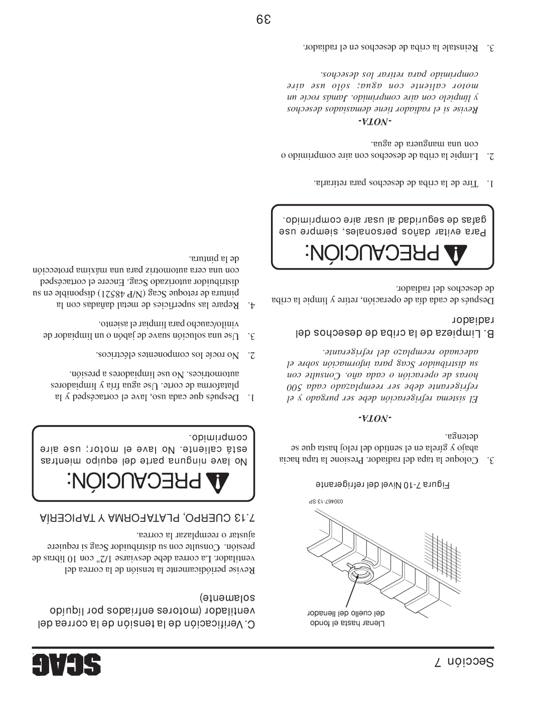 Scag Power Equipment STT61V-31EFI-SS manual Precaución 