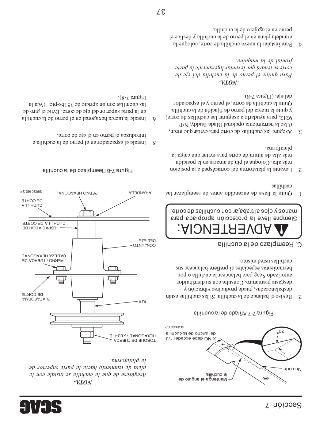 Scag Power Equipment STT61V-31EFI-SS manual Para apropiada protección la lleve Siempre 