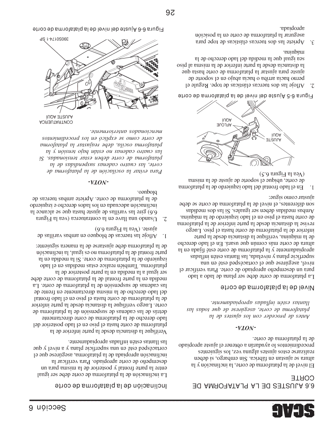 Scag Power Equipment STT61V-31EFI-SS manual Corte de plataforma la de Inclinación 