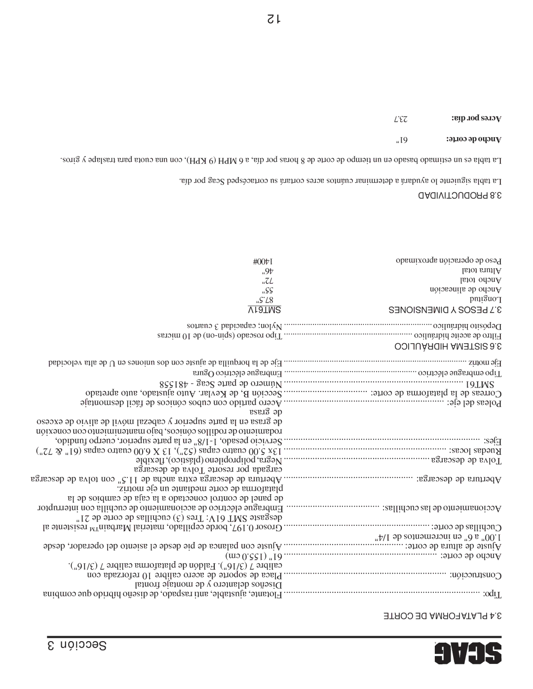 Scag Power Equipment STT61V-31EFI-SS manual Scag parte de Número 