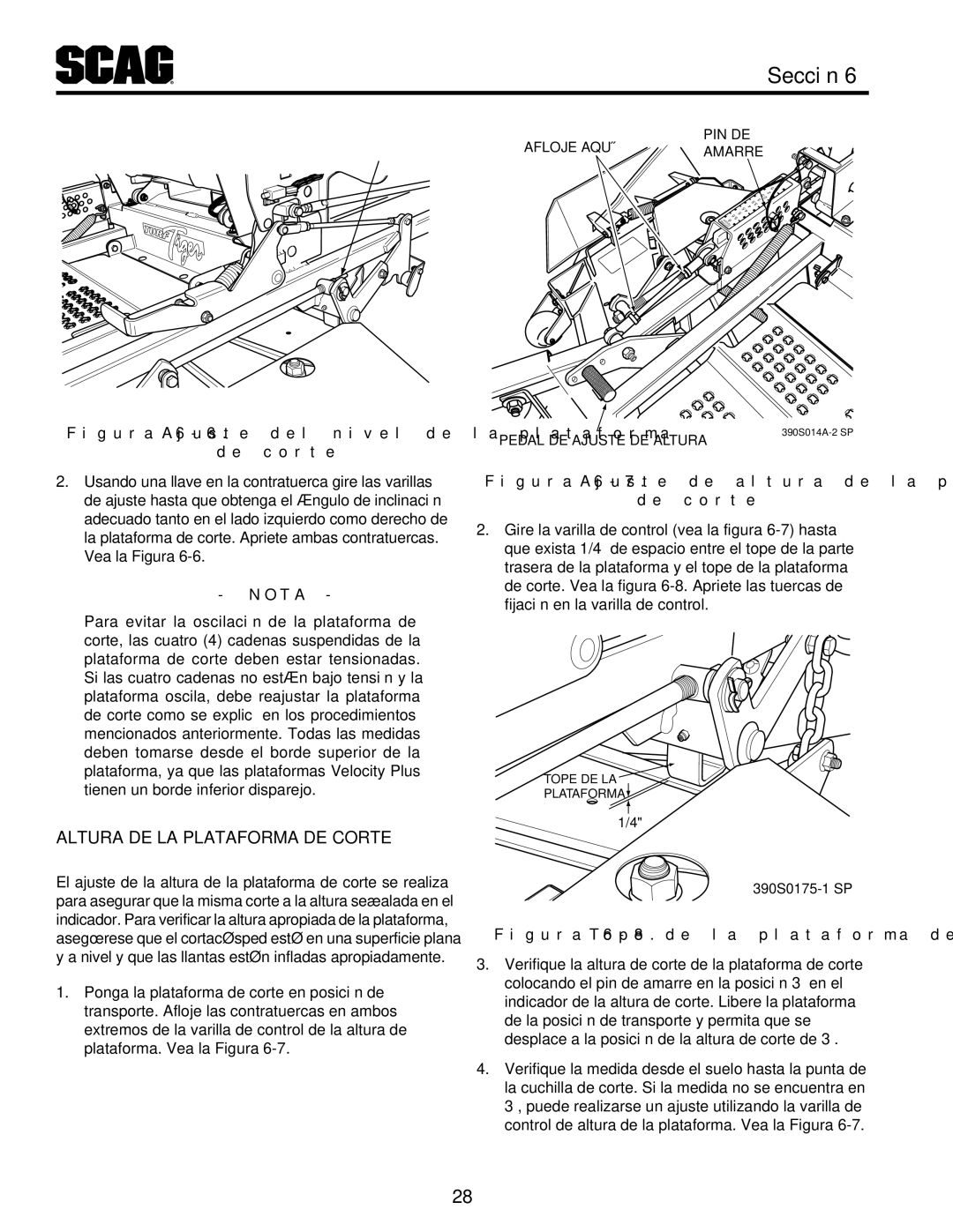 Scag Power Equipment STT61V-27DFI-SS, STT61V-35BVAC-SS, STT-35BVAC-SS Altur, Corte de plataforma la de Tope .8-6 Figura 