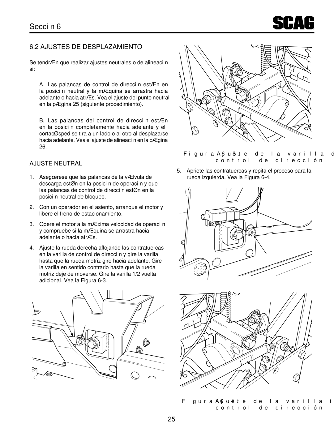 Scag Power Equipment STT61V-27DFI-SS, STT61V-35BVAC-SS Aquí Afloje Aju 2.6tesd des, NeutrAju ste, Dirección de control 