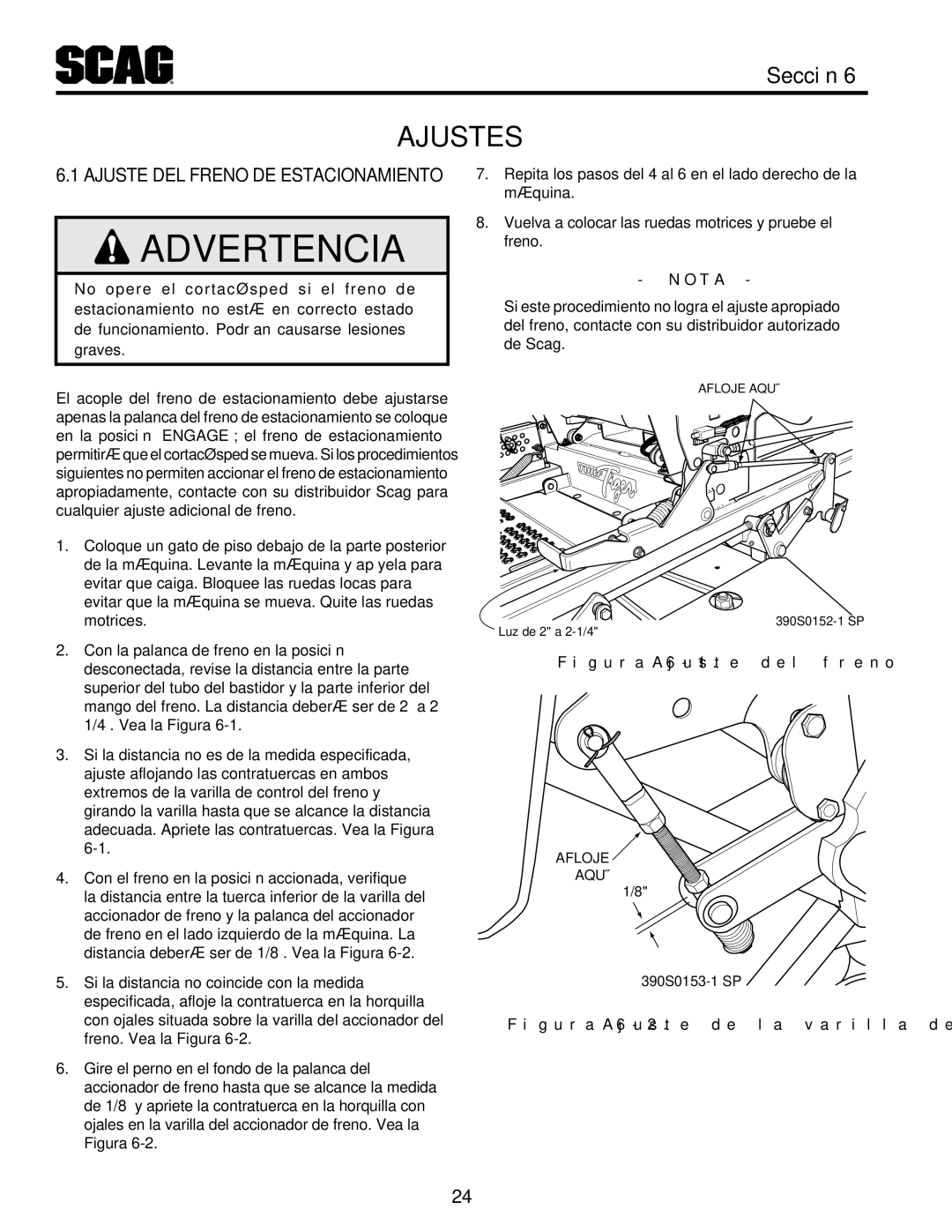 Scag Power Equipment STT-35BVAC-SS, STT61V-35BVAC-SS Aju Ste S, Freno de varilla la de Ajuste .2-6 Figura SP 1-390S0153 