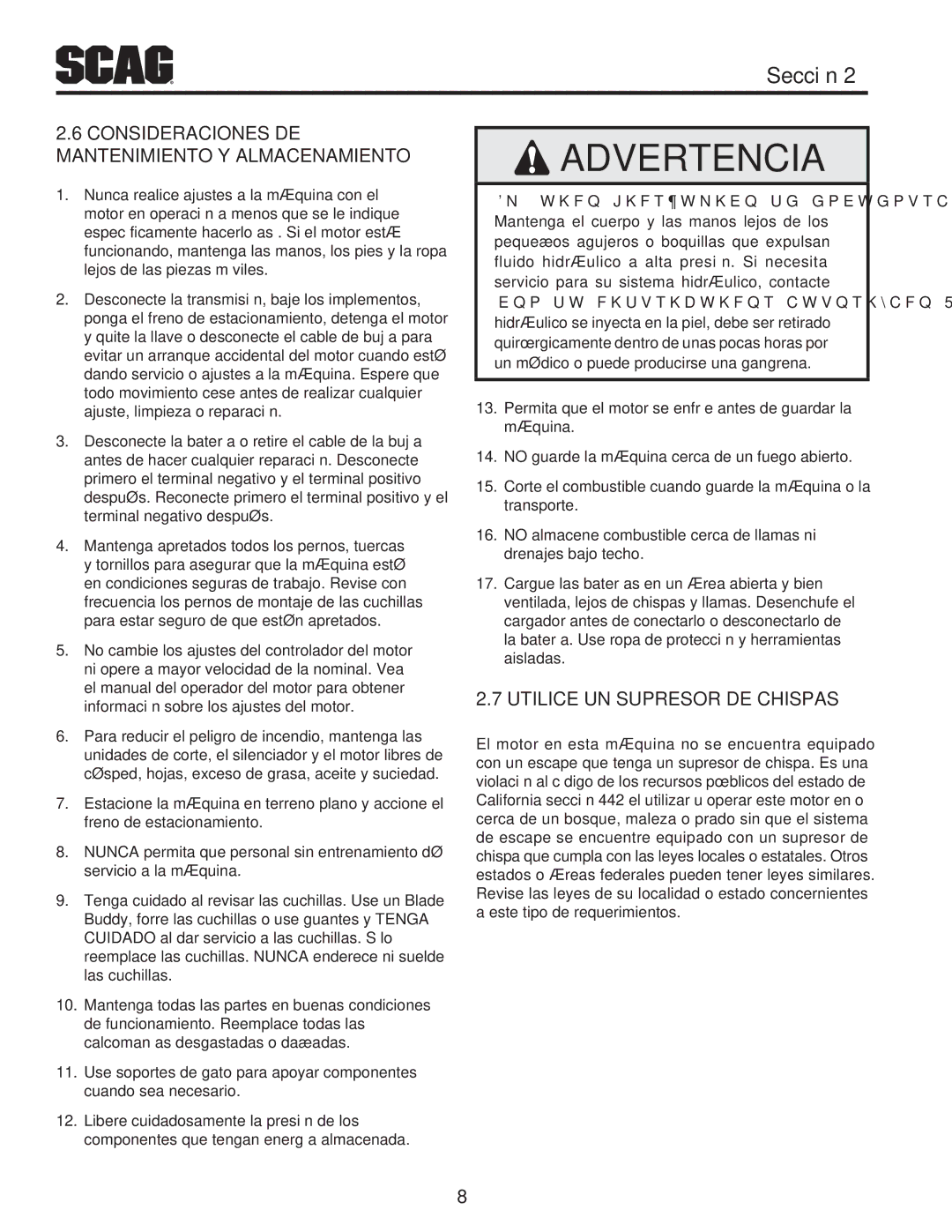 Scag Power Equipment STT61V-35BVAC-SS, STT61V-27DFI-SS, STT-35BVAC-SS operating instructions Supresdor hispasec, Ma nt nie 