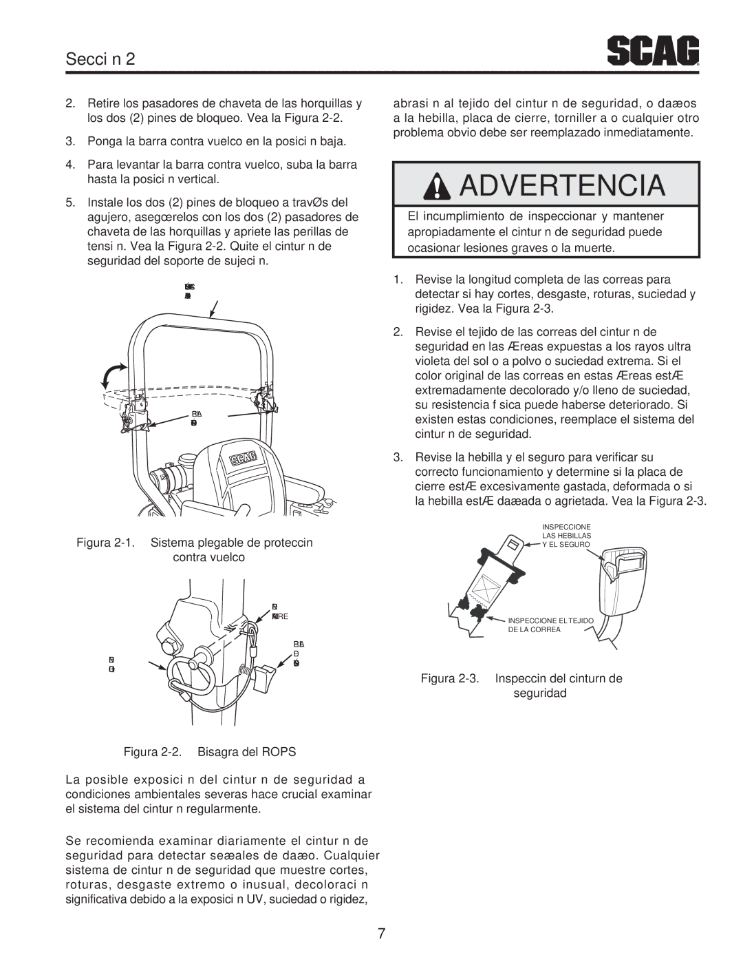 Scag Power Equipment STT61V-27DFI-SS, STT61V-35BVAC-SS Vuelco contra protección de plegable Sistema .1-2 Figura 