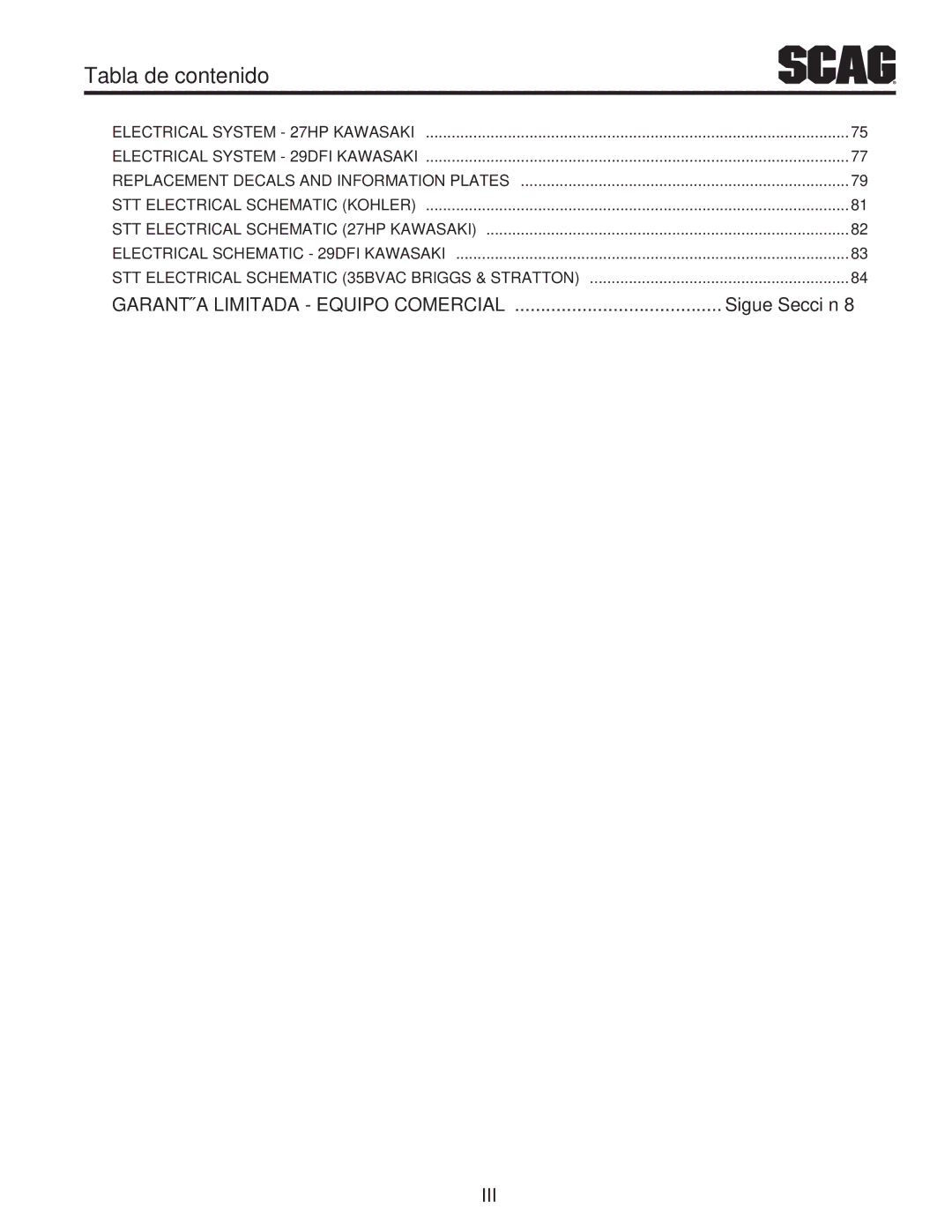 Scag Power Equipment STT-35BVAC-SS, STT61V-35BVAC-SS, STT61V-27DFI-SS Sección Sigue, SC Electrical STT, Atic, An Als 