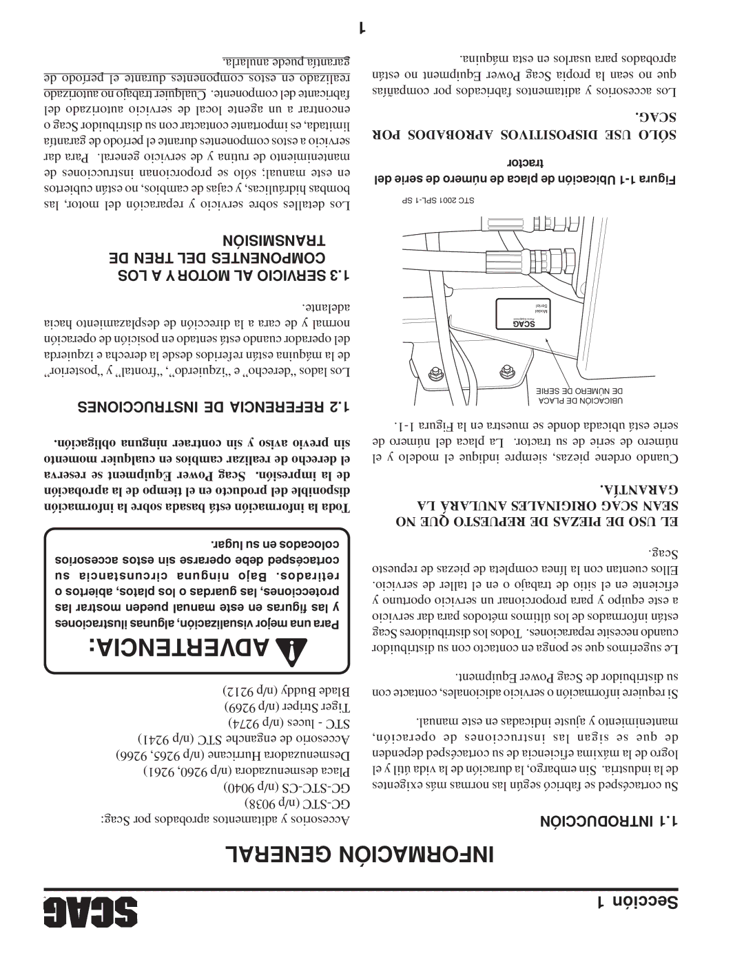 Scag Power Equipment STWC operating instructions General Información, Instrucciones DE Referencia 