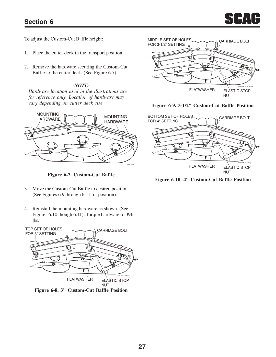 Scag Power Equipment STWC operating instructions Custom-Cut Baffle 