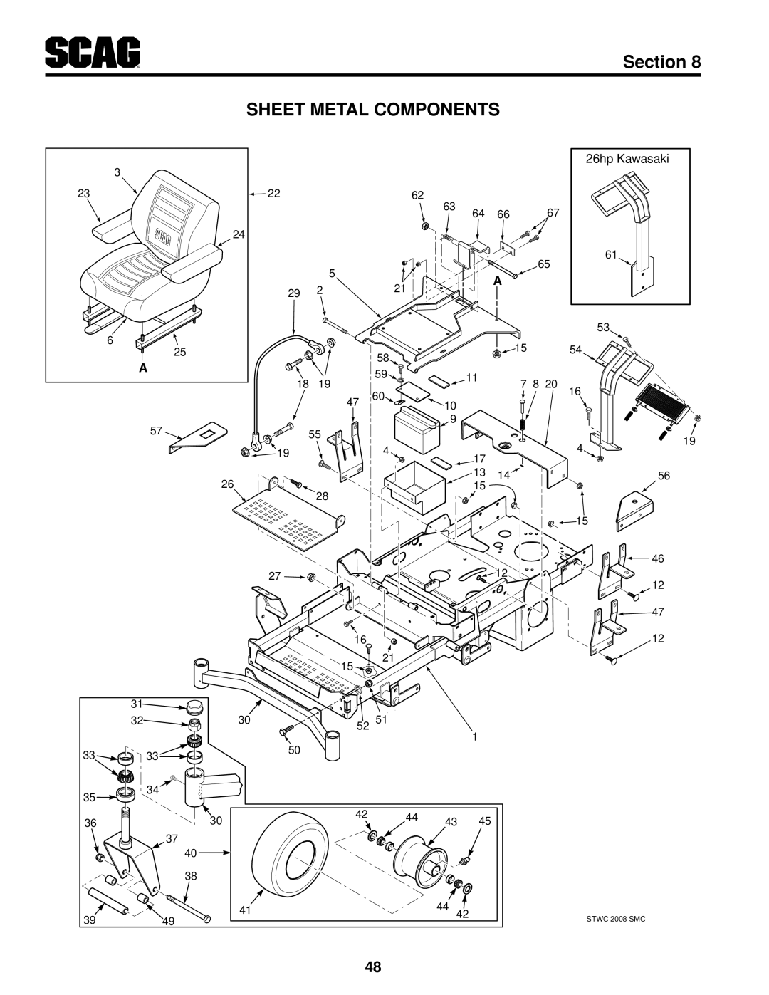 Scag Power Equipment STWC48V-26KA-LC, STWC48V-25CV operating instructions Sheet Metal Components 