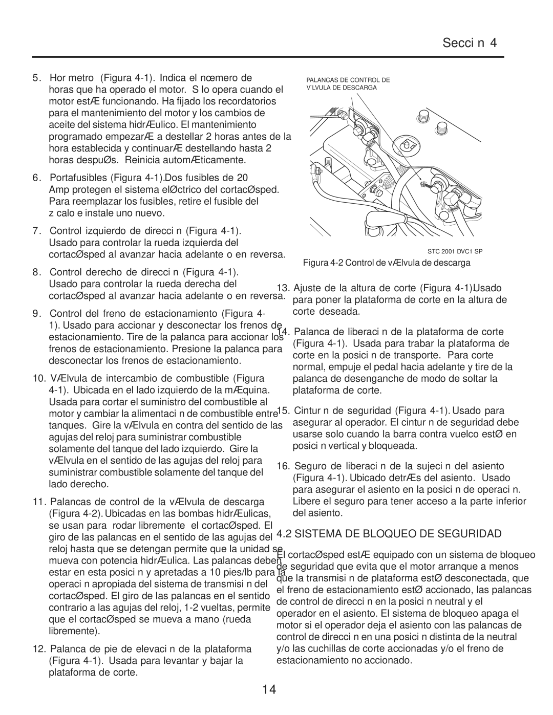 Scag Power Equipment STWC61V-27CV manual Seguridad DE Bloqueo DE Sistema, Plataforma la de elevación de pie de Palanca 