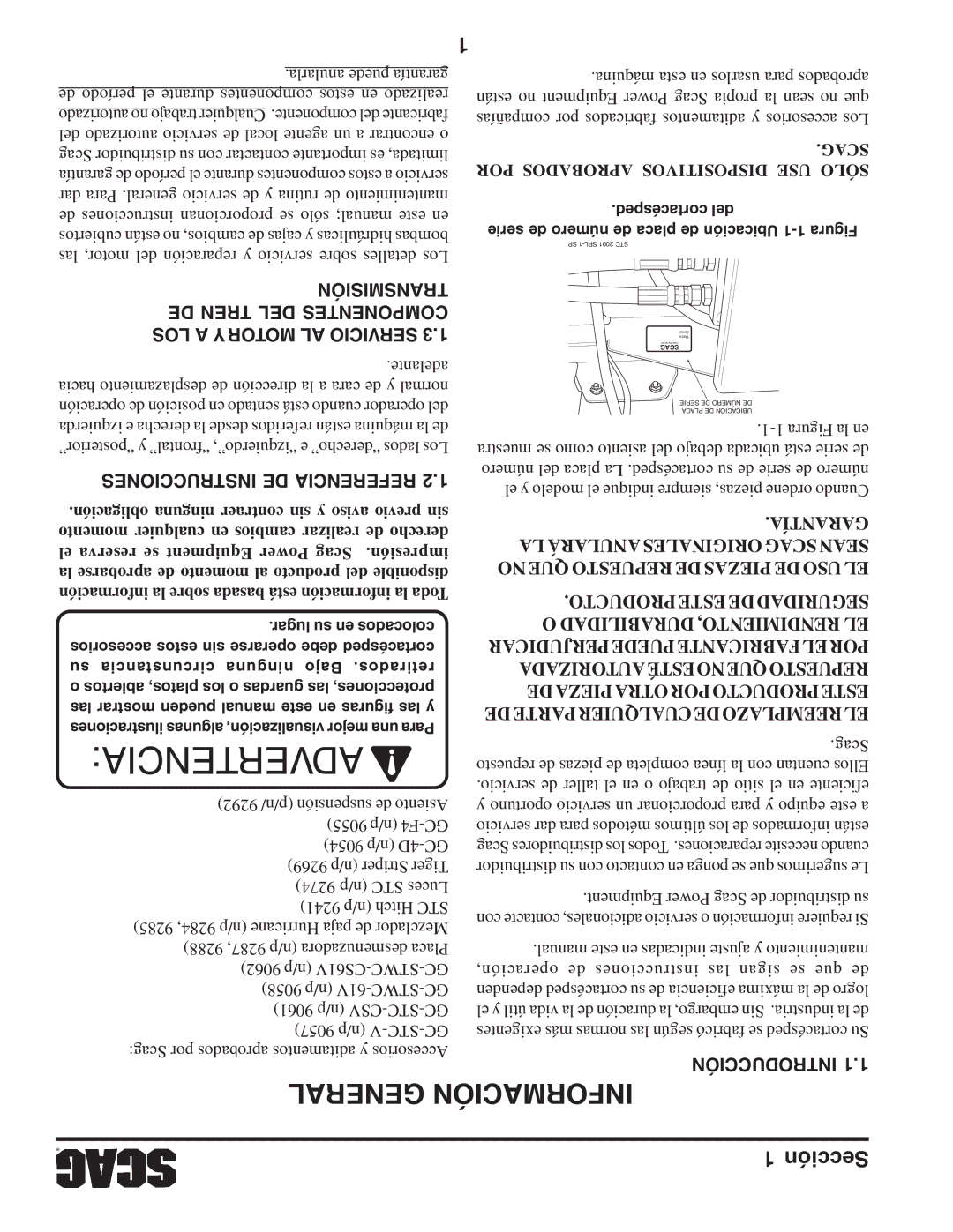 Scag Power Equipment STWC61V-26KA-LC, STWC52V-25KA, STWC52V-26KA-LC, STWC61V-27CV Instrucciones DE Referencia, Introducción 