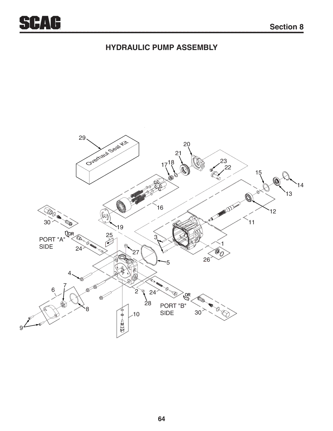 Scag Power Equipment STWC61V-27CV, STWC52V-25KA, STWC61V-26KA-LC, STWC52V-26KA-LC, STWC61V-25KA-LC Hydraulic Pump Assembly 