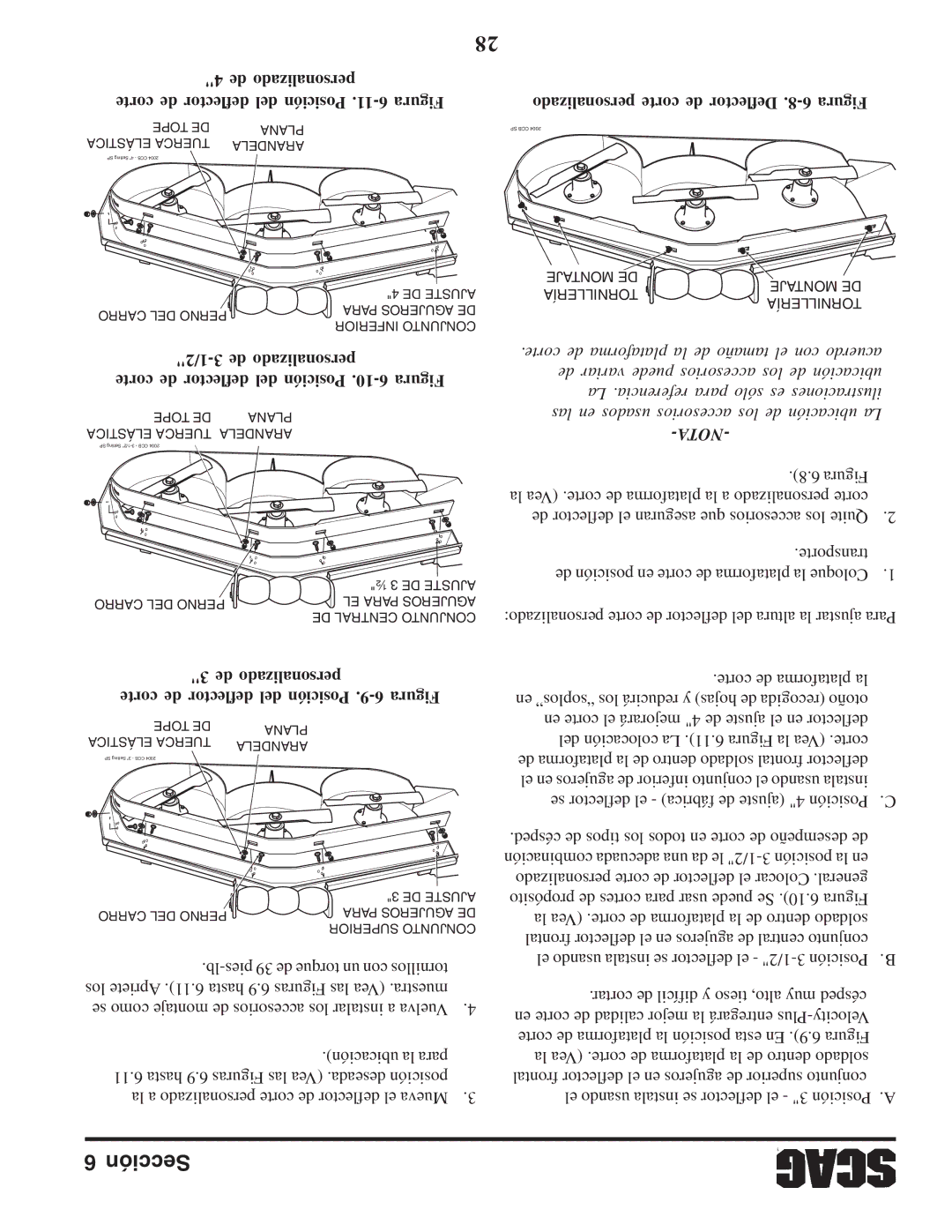 Scag Power Equipment STWC61V-27CV, STWC52V-25KA manual De personalizado, Corte de deflector del Posición .10-6 Figura 