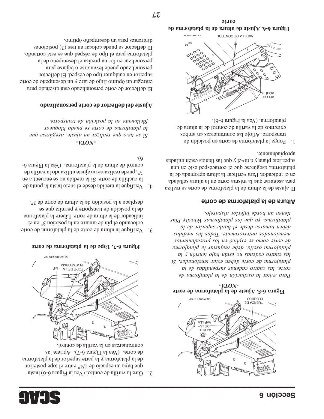 Scag Power Equipment STWC61V-25KA-LC, STWC52V-25KA, STWC61V-26KA-LC, STWC52V-26KA-LC manual Corte de plataforma la de Altura 