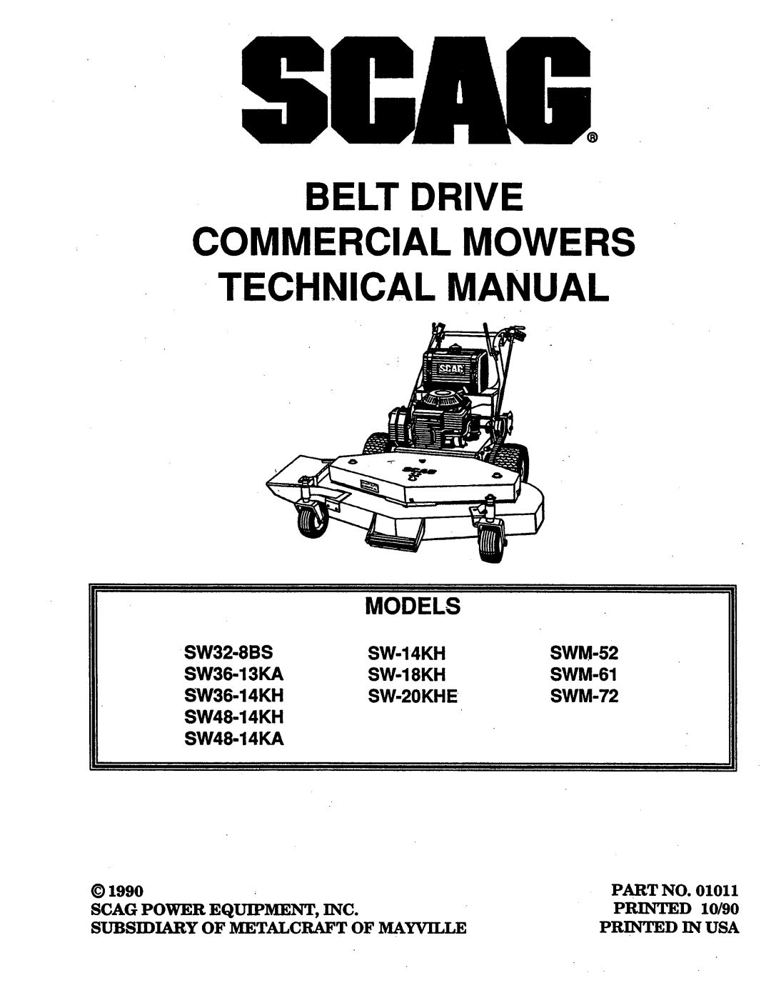 Scag Power Equipment SW-20KHE manual 