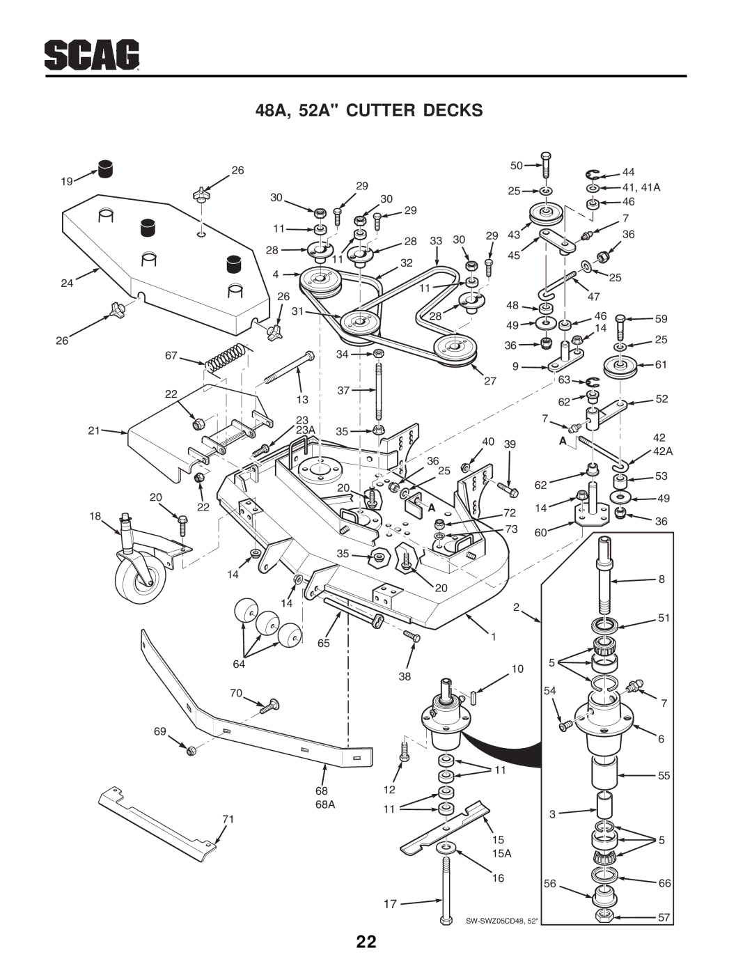 Scag Power Equipment SW manual 48A, 52A Cutter Decks 