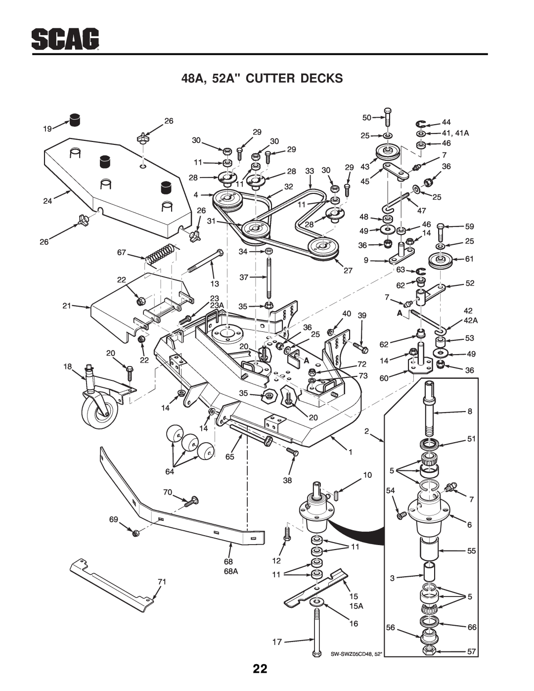 Scag Power Equipment SW manual 48A, 52A CUTTER DECKS 