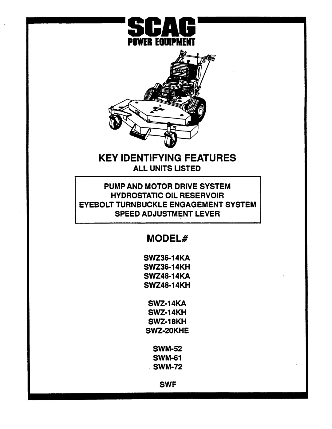 Scag Power Equipment SW-14KA, SW48-14KA manual 