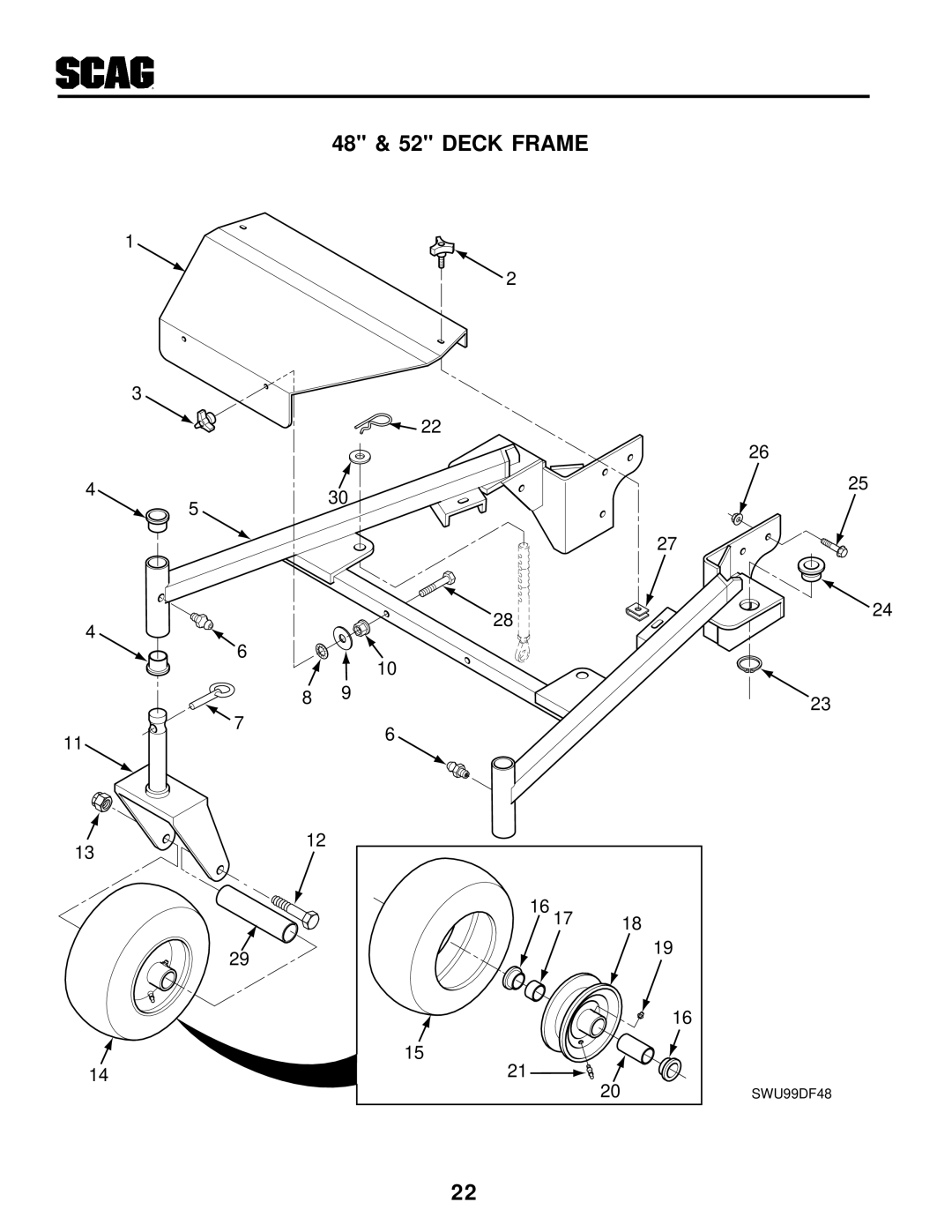 Scag Power Equipment SWU manual 48 & 52 Deck Frame 