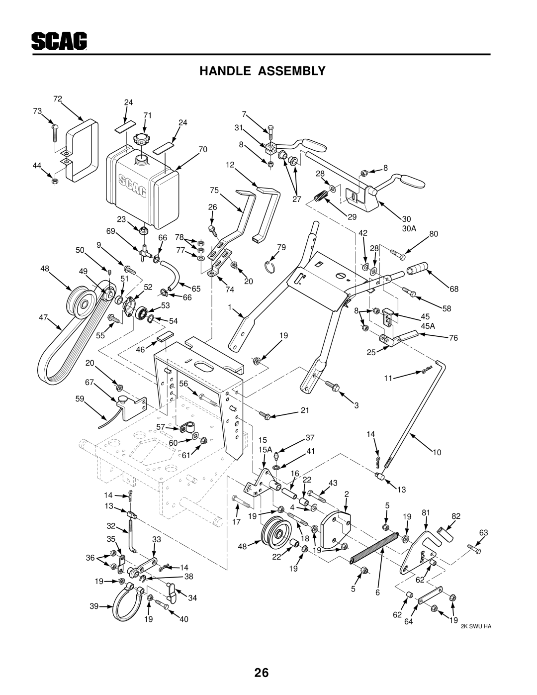 Scag Power Equipment SWU manual Handle Assembly 